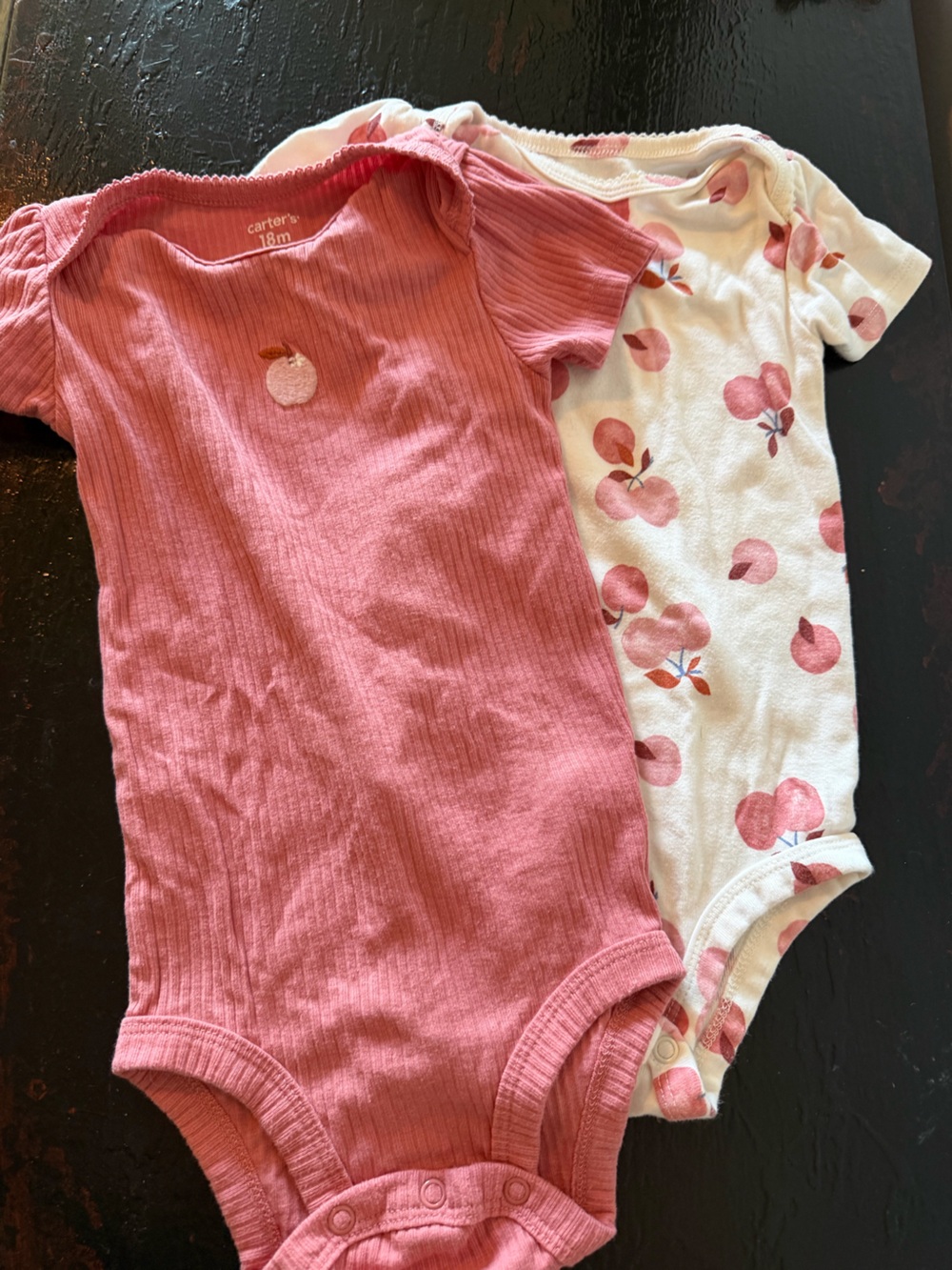 Carter's Pink Ribbed and White Cherry Print Baby One-Pieces